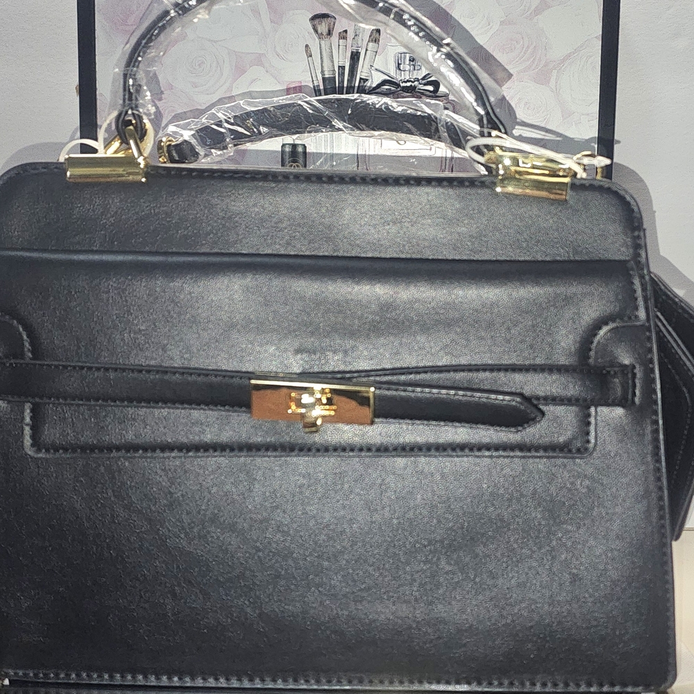 Steve Madden Black Satchel with Gold-Tone Hardware